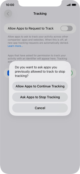 If you turn off the function, press the required setting.