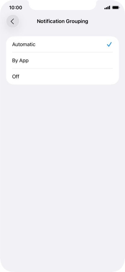 Press the required setting. Press the required setting.