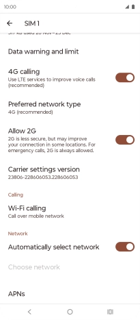 Press Preferred network type.