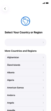 Press the required country or area.