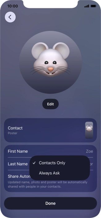 Press the required setting. Press the required setting.