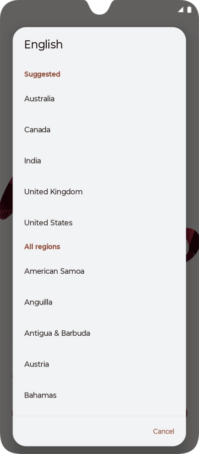 Press the required country or area.