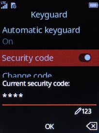 Key in the phone lock code and press the Navigation key.