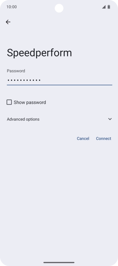 Key in the password for the Wi-Fi network and press Connect. Key in the password for the Wi-Fi network and press Connect.
