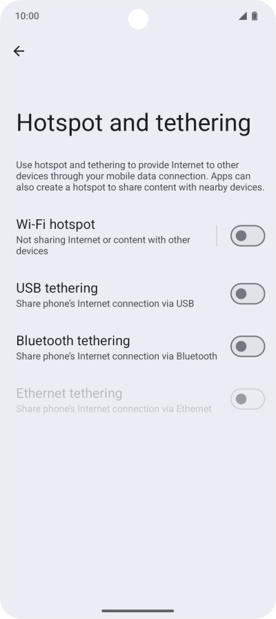 Press Wi-Fi hotspot. Press Wi-Fi hotspot.