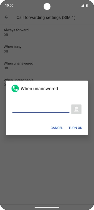 Key in (prefix) 5 (your phone number) and press TURN ON. Key in (prefix) 5 (your phone number) and press TURN ON.
