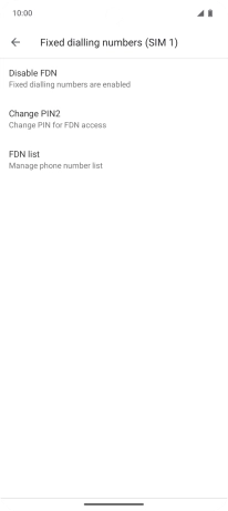 Press Disable FDN. Press Disable FDN.