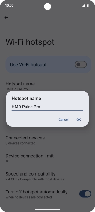 Key in the required Wi-Fi hotspot name and press OK. Key in the required Wi-Fi hotspot name and press OK.