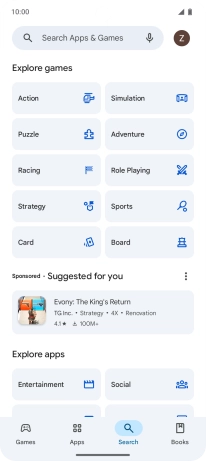 Press the search field.