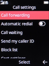 Select Call forwarding. Select Call forwarding.