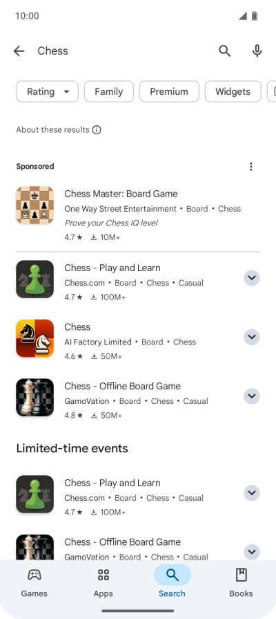 Press the required app.