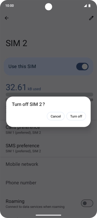 If you turn off the price plan, press Turn off. If you turn off the price plan, press Turn off.