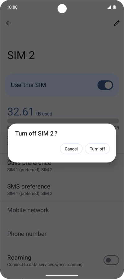 If you turn off the price plan, press Turn off. If you turn off the price plan, press Turn off.
