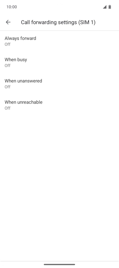 Press the required divert type. Press the required divert type.