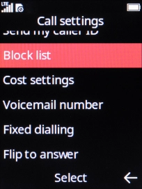 Select Fixed dialling. Select Fixed dialling.