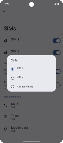 Press the required setting. Press the required setting.