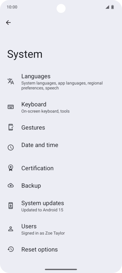 Press Reset options.