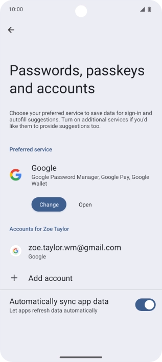 Press Add account. Press Add account.