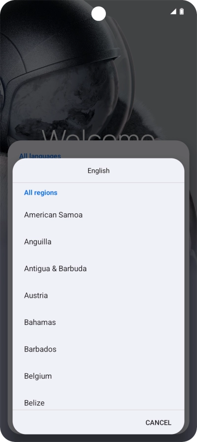 Press the required country or area. Press the required country or area.