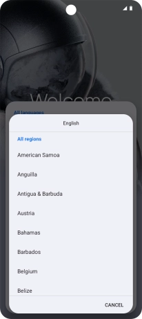 Press the required country or area. Press the required country or area.