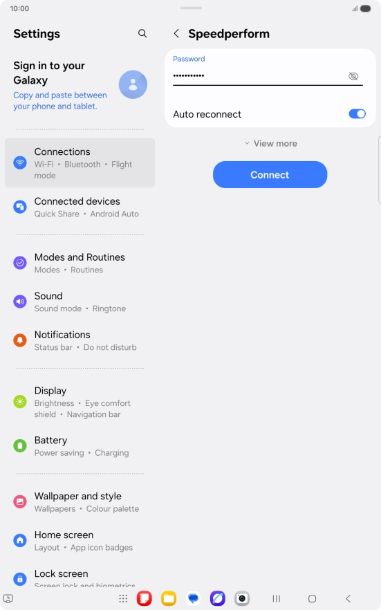 Key in the password for the Wi-Fi network and press Connect.