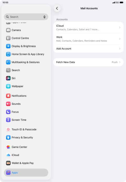 Press the required email account.