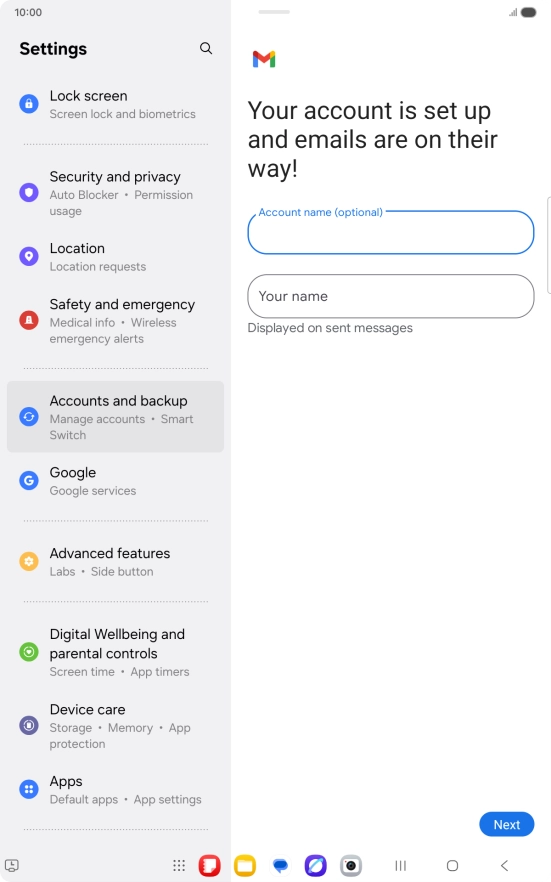 Press Your name and key in the required sender name.