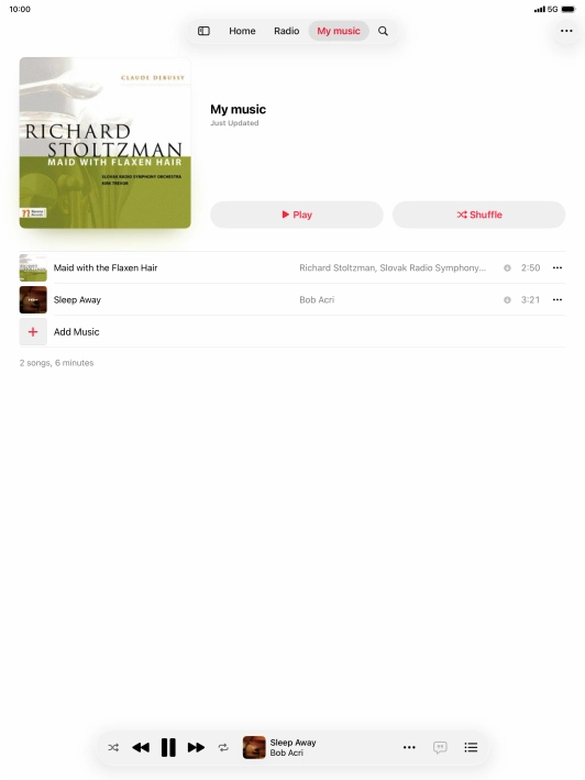 Press the song title. Press the song title.