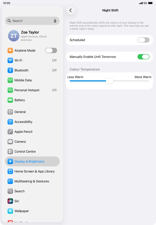 Press and drag the indicator below 