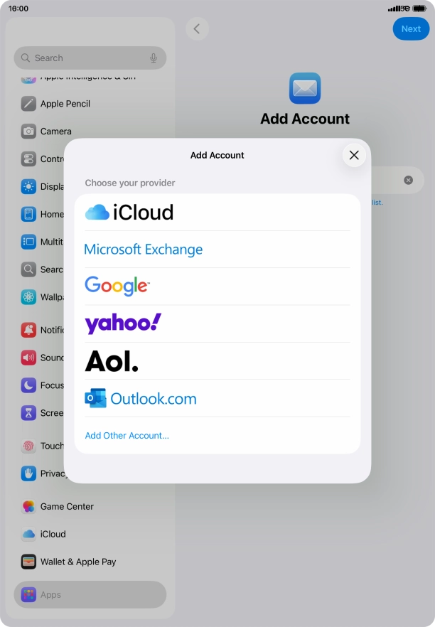 Press Microsoft Exchange.