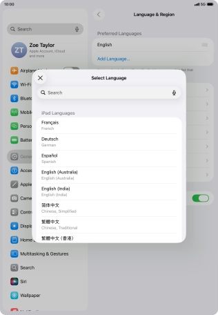 Press the required language. Press the required language.