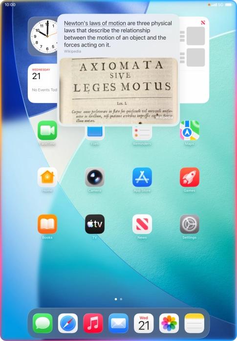 Ask questions or ask Siri to find information on the internet.