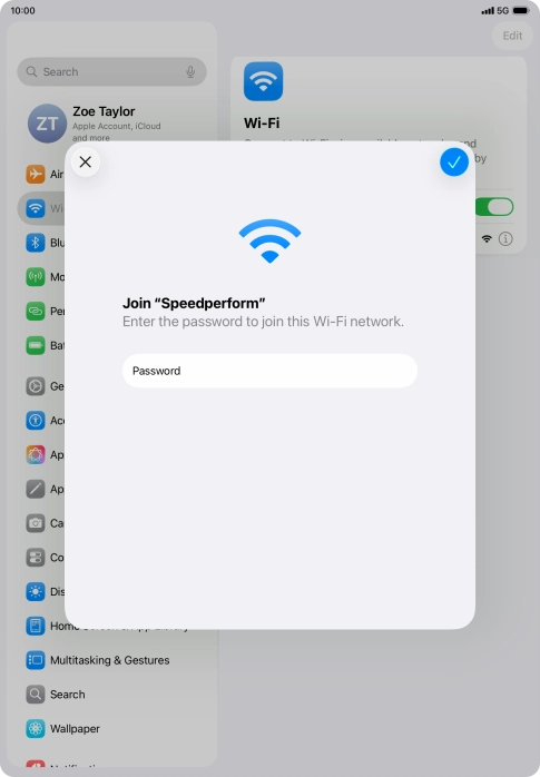 Press the confirm icon.
