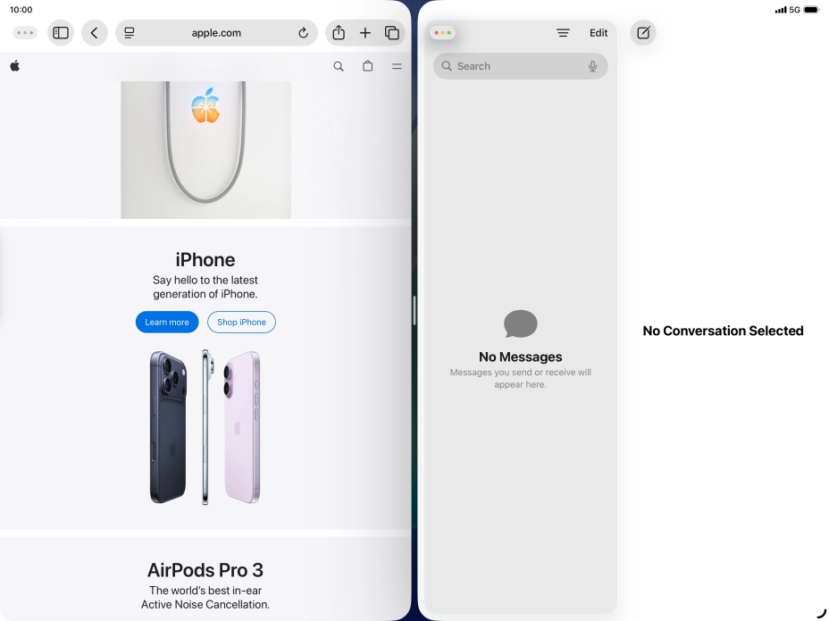The applications are now displayed on a split screen. The applications are now displayed on a split screen.