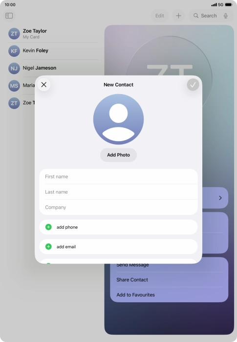 Press First name and key in the first name.