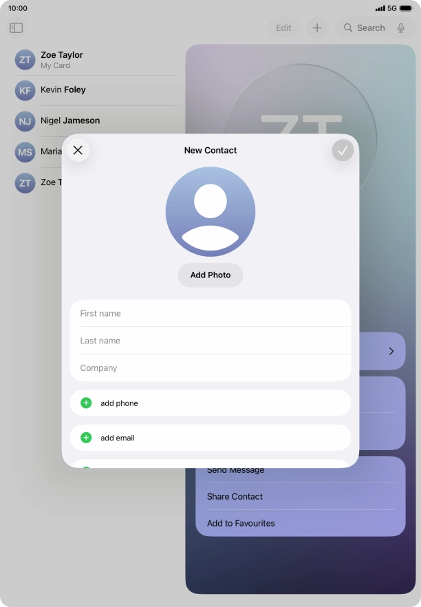 Press First name and key in the first name.