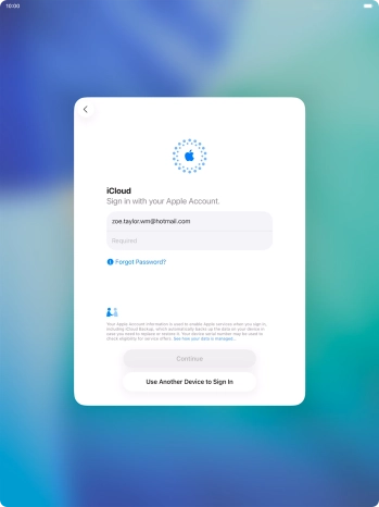 Press Required and key in the password for your Apple Account.