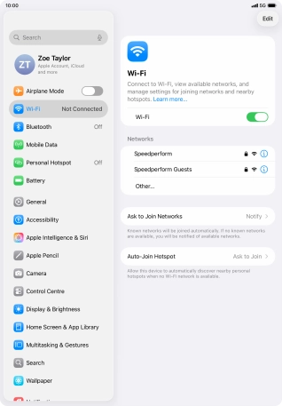 Press the required Wi-Fi network and key in the password for the Wi-Fi network.