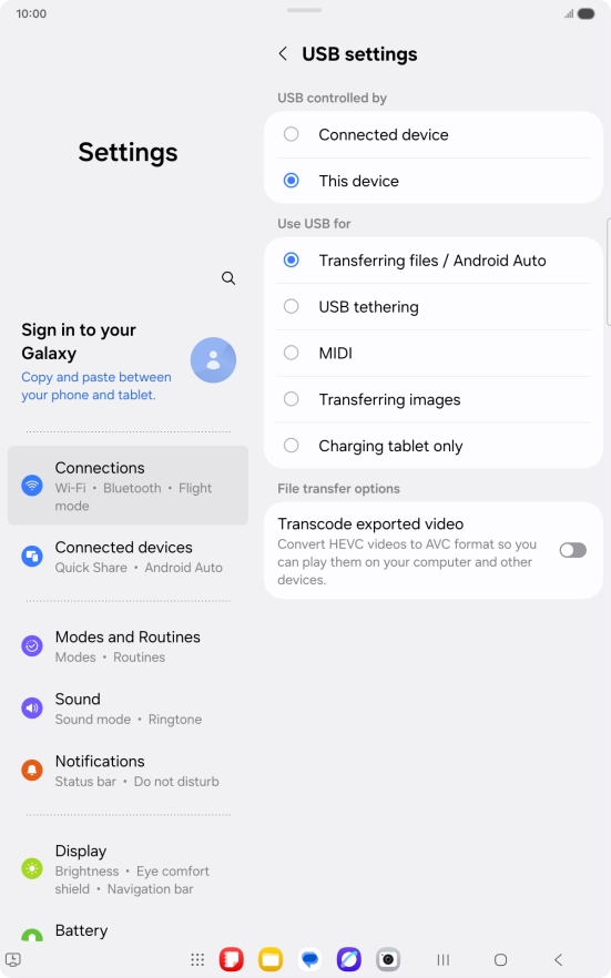 Press Transferring files / Android Auto. Press Transferring files / Android Auto.