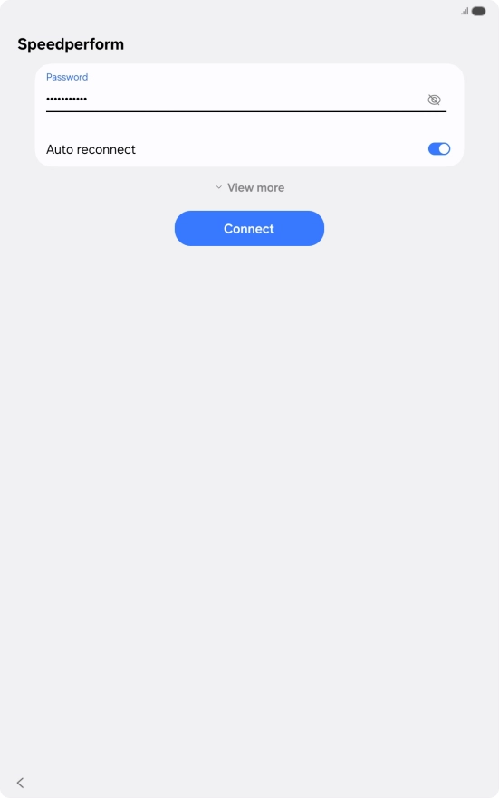 Key in the password for the Wi-Fi network and press Connect.
