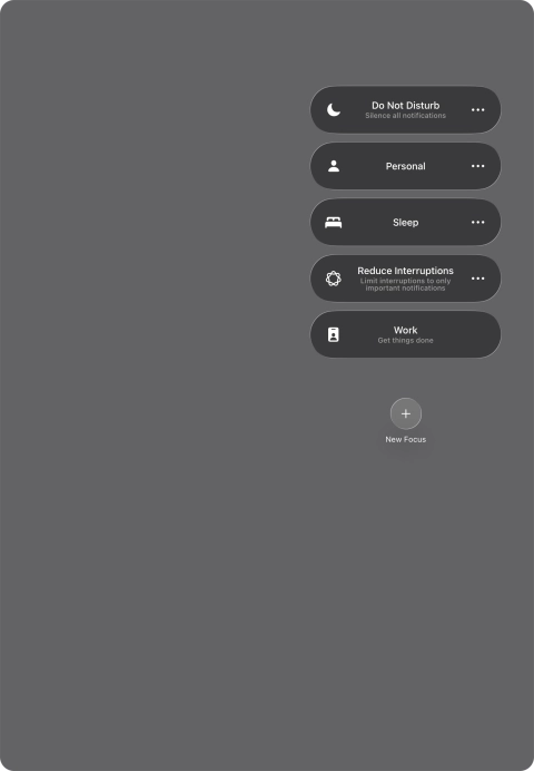 Press the required focus mode to activate or deactivate it immediately. Press the required focus mode to activate or deactivate it immediately.