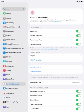 Press the indicators next to the required settings to turn them on or off.