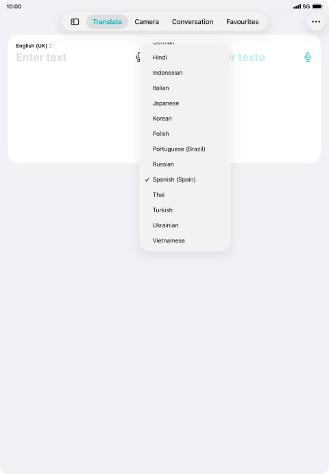 Press the required target language.