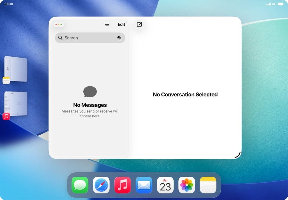 If you've selected Stage Manager for multitasking, you can press and drag the required running application to the centre of the screen. If you've selected Stage Manager for multitasking, you can press and drag the required running application to the centre of the screen.