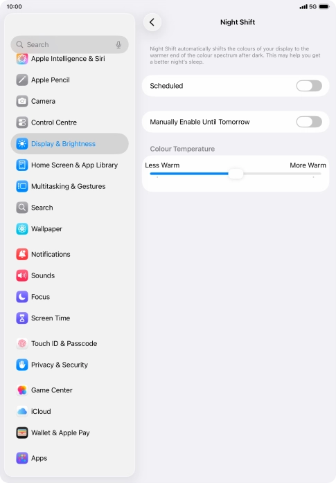 Press the indicator next to 