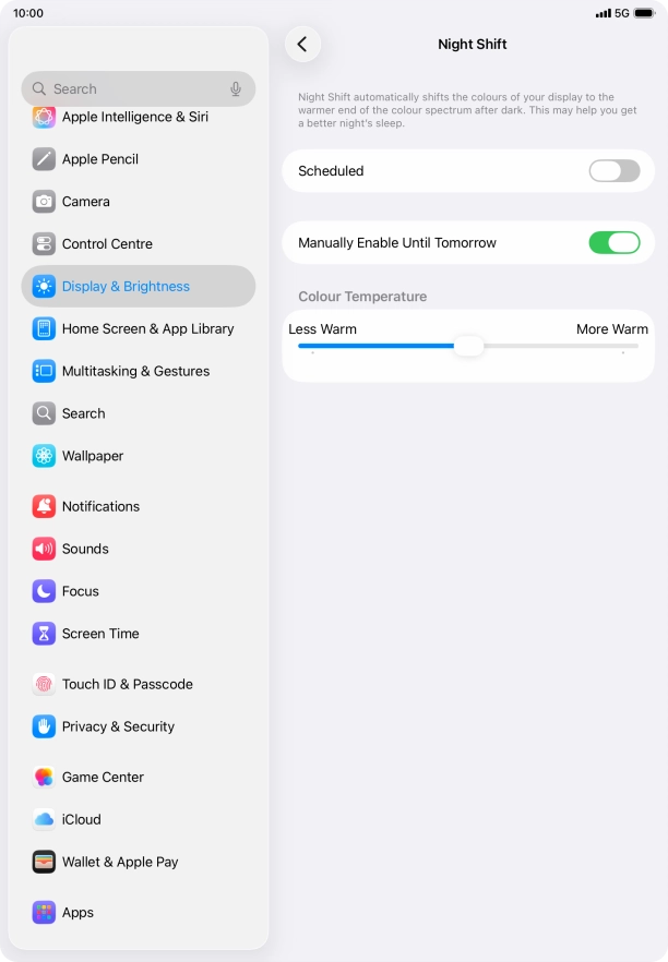 Press and drag the indicator below 