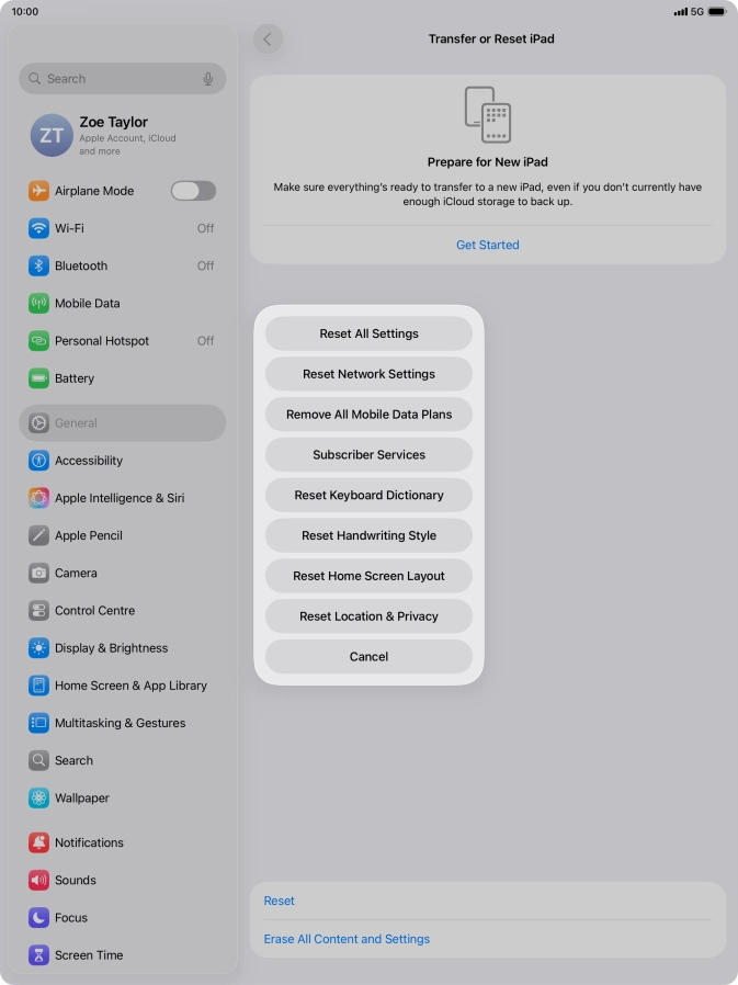 Press Reset All Settings.