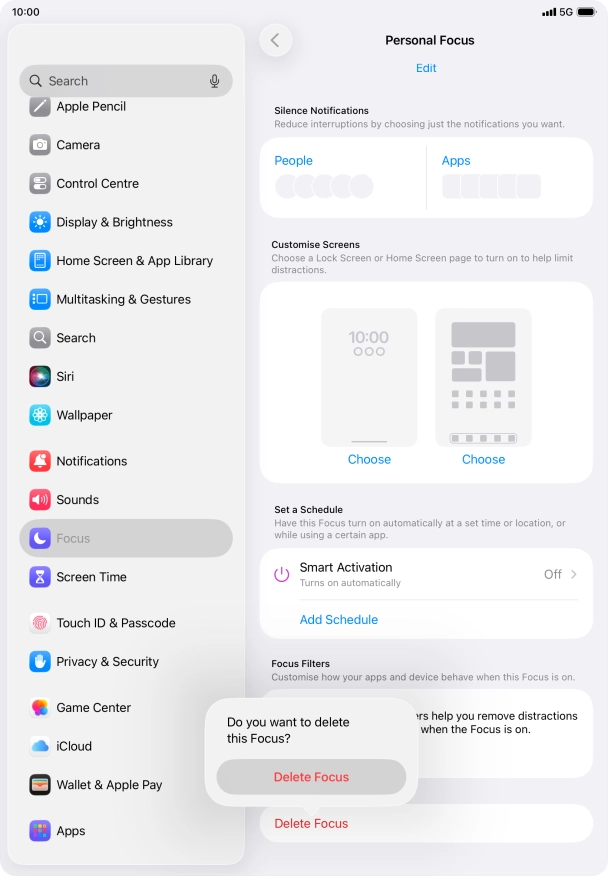 Press Delete Focus. Press Delete Focus.