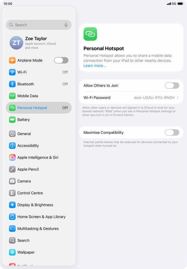 Press Wi-Fi Password and key in the required password. Press Wi-Fi Password and key in the required password.