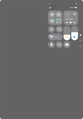 Slide your finger up or down on the screen to select the required Control Centre page. Slide your finger up or down on the screen to select the required Control Centre page.